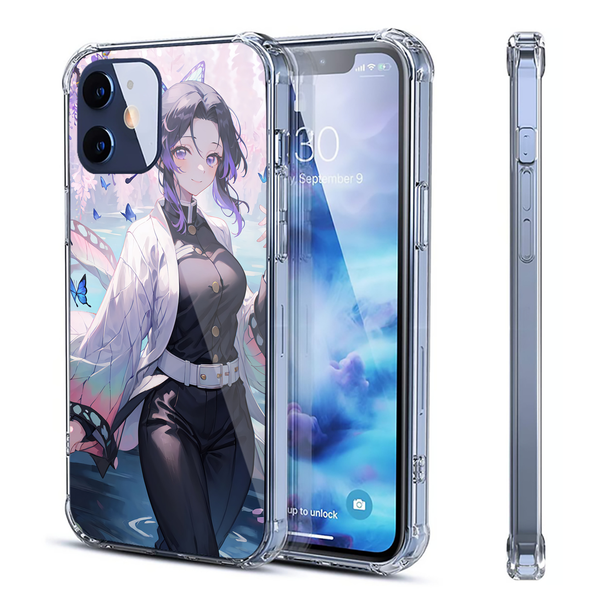 （画像用） 鬼滅の刃（きめつのやいば）蟲柱-胡蝶 しのぶ／こちょう しのぶ Kochou Shinobu 【iPhone 12シリーズ対応】透明スマホケース（クリアソフトケース）